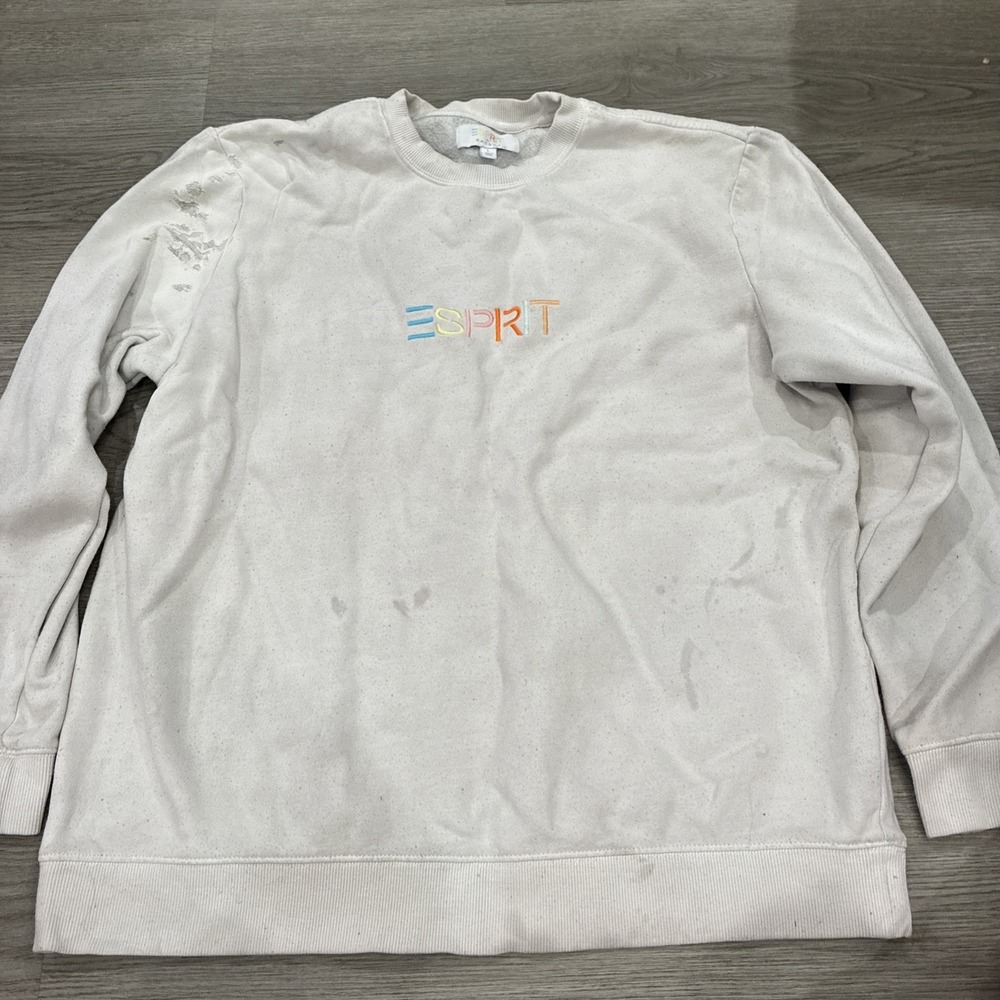 Vintage 80s Espirit By Pacsun White Sweater | Size L | Distressed